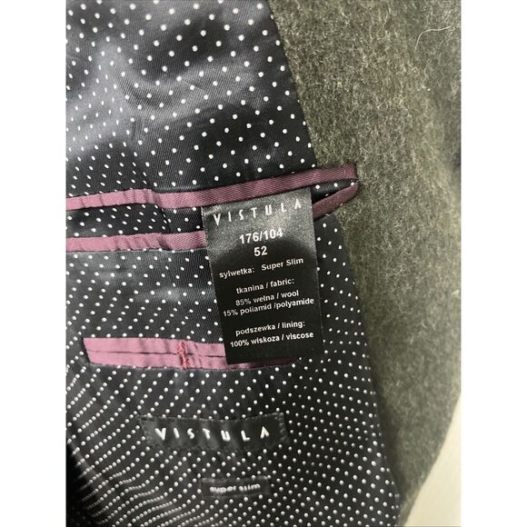 Vistula Green Wool Military Style Jacket EU mens 52 Slim Italian Steampunk - Picture 10 of 16